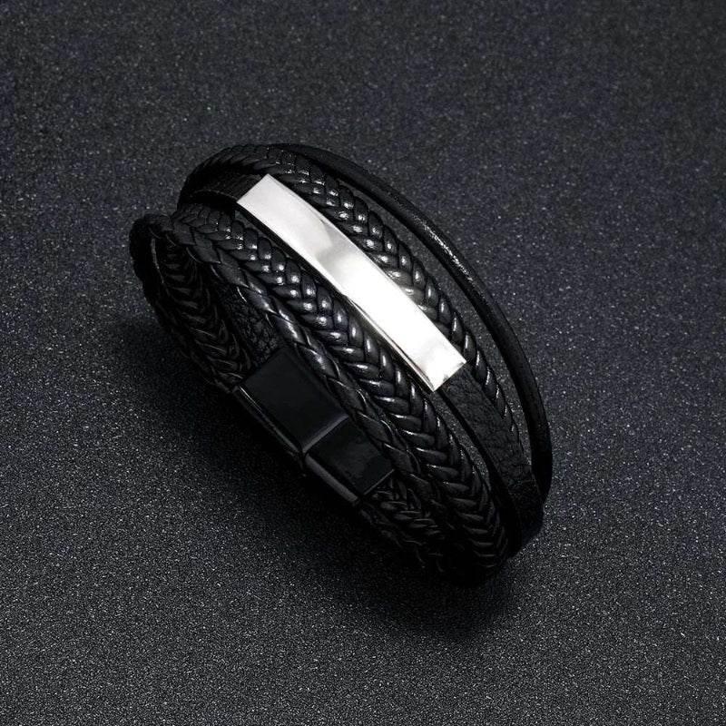 EMESA HOME Trendy Leather Bracelets For Men Stainless Steel Bracelet 21CM Multilayer Braided Rope Bracelets for Male Jewelry Gifts - EMESA HOME™