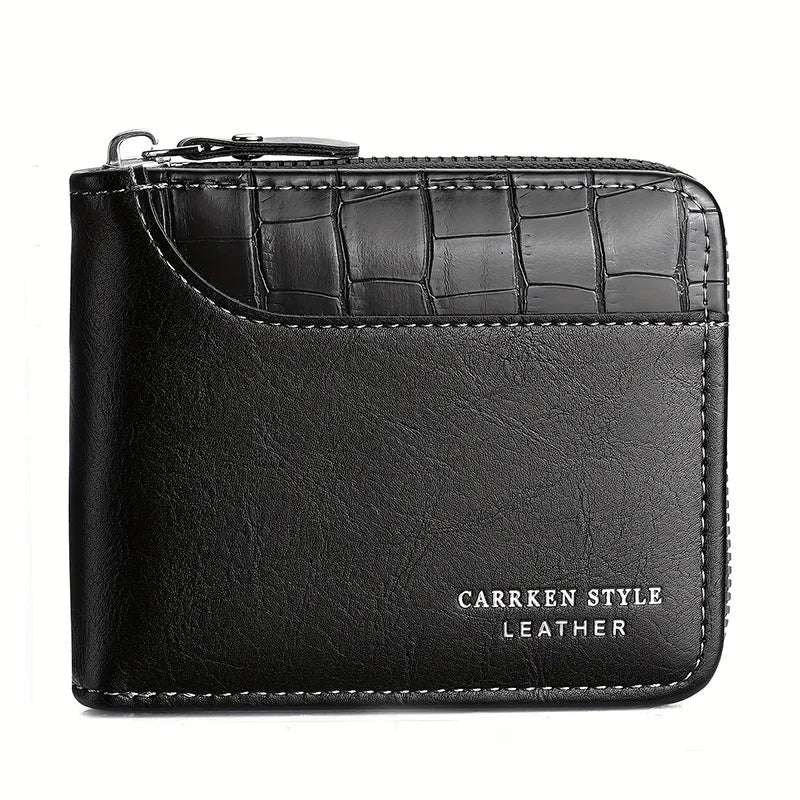 EMESA HOME Leather Men’s Wallet Luxury Men's Purse Male Zipper Card Holders with Coin Pocket Rfid Wallets Gifts for Men Money Bag