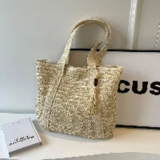EMESA HOME Large-Capacity Woven Straw Bag for Women – Casual Shoulder Tote for Beach, Travel & Shopping - Emesa Home