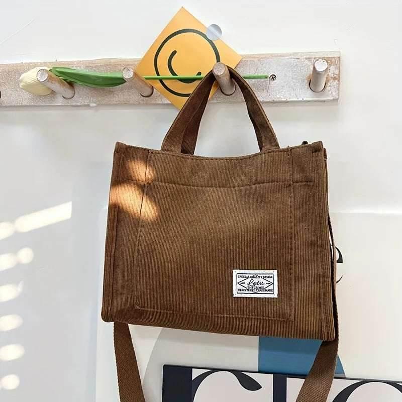 EMESA HOME Vintage Corduroy Tote Bag, Retro Crossbody Messenger Handbag & Shoulder Purse for Women - EMESA HOME™