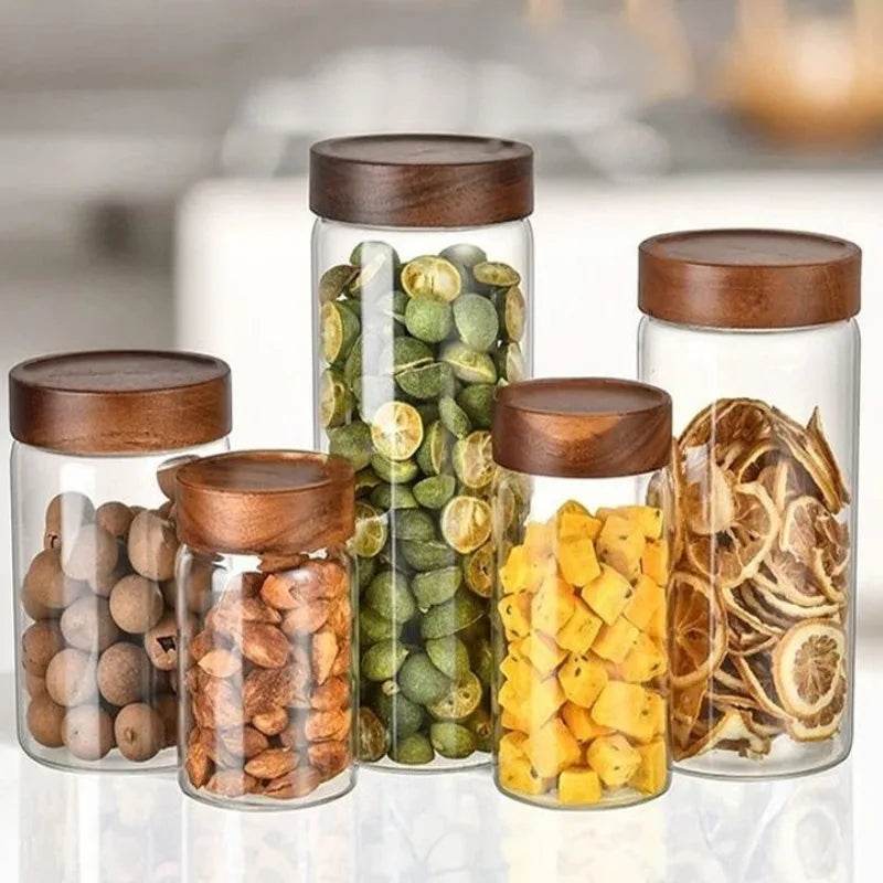EMESA HOME Mini Glass Storage Bottles – 10/20/30ml Transparent Jars with Wooden Lids for Spices, Coffee Beans & DIY Crafts - Emesa Home