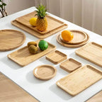 EMESA HOME Simple Japanese Bamboo Tea Tray Kitchen Storage Serving Trays Home Hotel Platter Plate for Dessert Breakfast Coffee Food Tray - EMESA HOME™