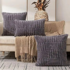 EMESA HOME Boho Faux Fur Plush Cream White Decorative Cushion Cover