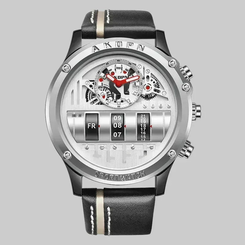 EMESA HOME Luxury Men Quartz Watch – Business Leather Strap Watch with Rotate Date - EMESA HOME™