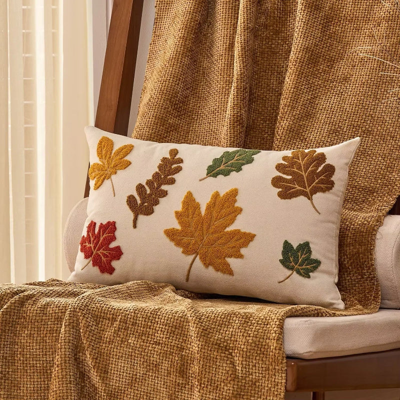 EMESA HOME Autumn Embroidered Farmhouse Decorative Cushion Cover
