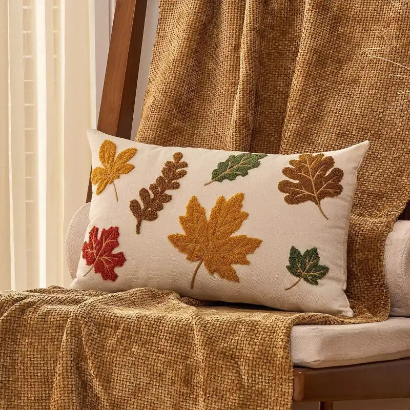 EMESA HOME Autumn Embroidered Farmhouse Decorative Cushion Cover