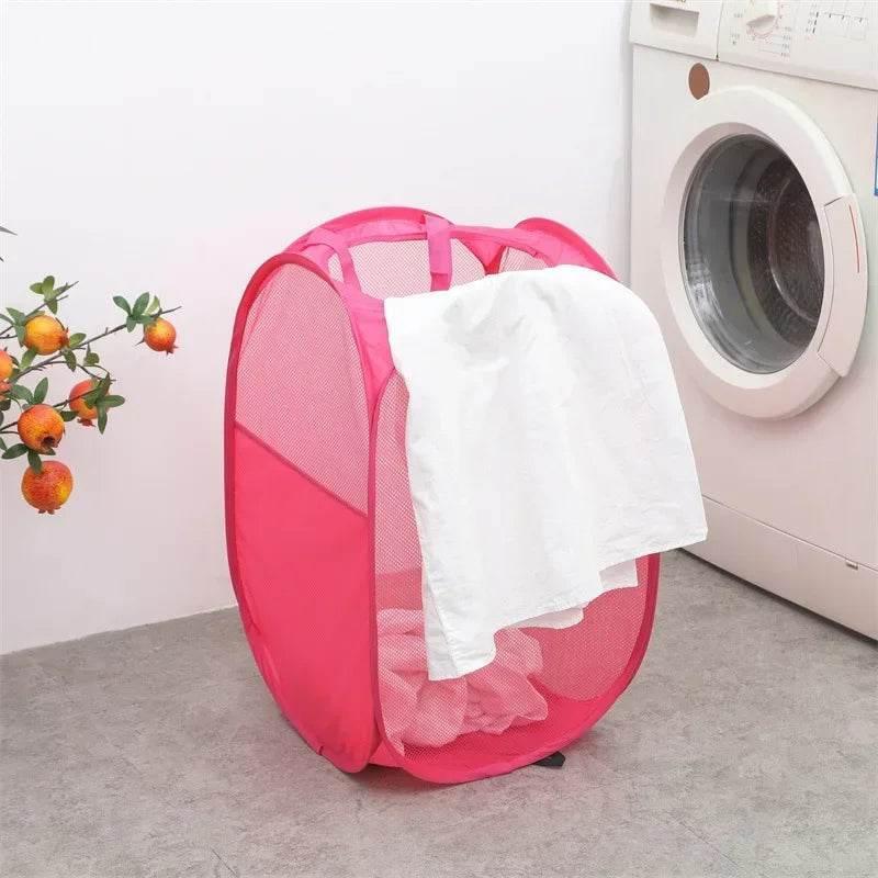 EMESA HOME Folding Mesh Laundry Basket with Handles – Breathable Clothes, Toy, and Sundries Storage Hamper for Home Use - EMESA HOME™