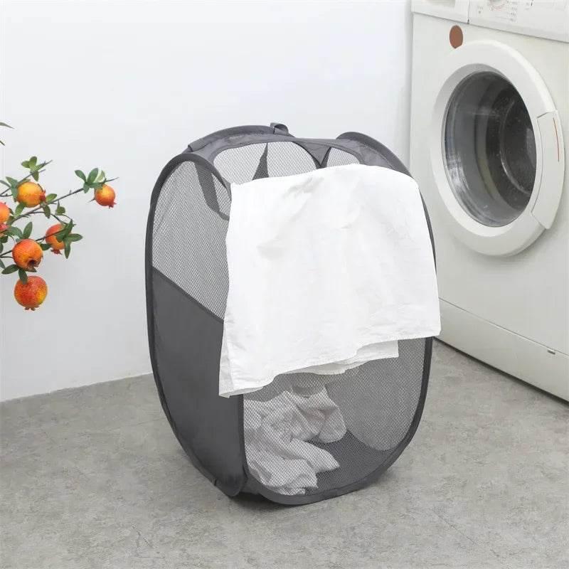 EMESA HOME Folding Mesh Laundry Basket with Handles – Breathable Clothes, Toy, and Sundries Storage Hamper for Home Use - EMESA HOME™