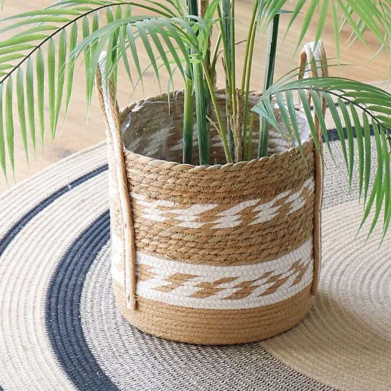 EMESA HOME Fancy Natural Planter Basket Wicker Flower Pot  Bamboo Seagrass Storage Baskets Toy Holders Home Garden Decor