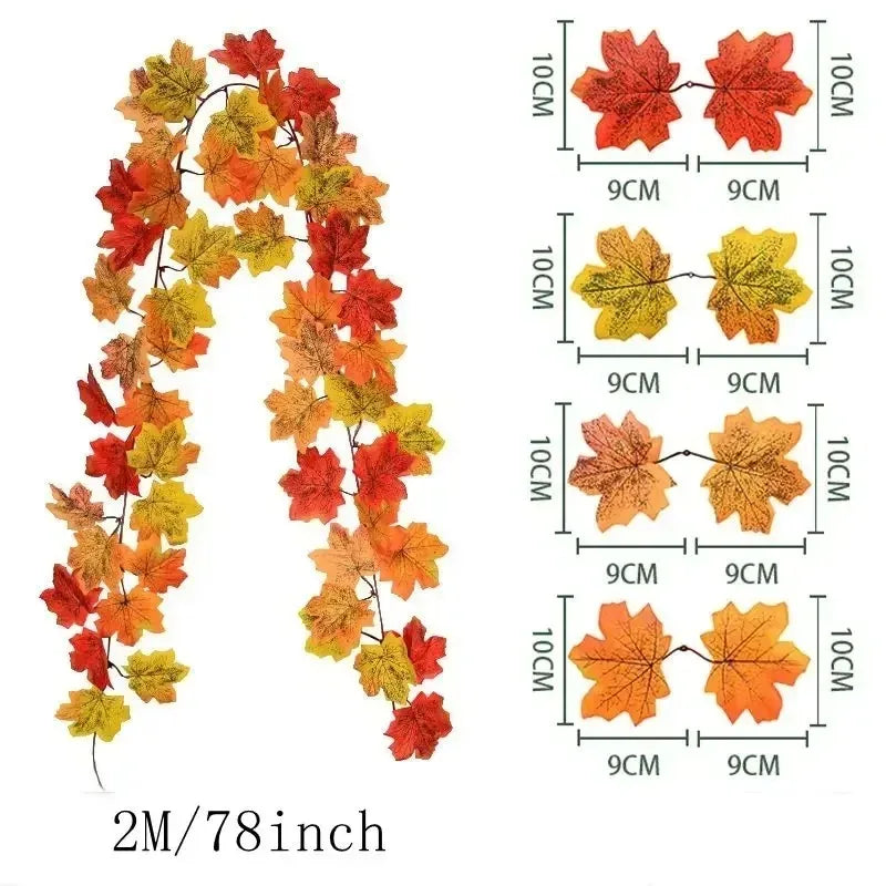 EMESA HOME 200CM Artificial Maple Leaf Garland Vine for Autumn Decor