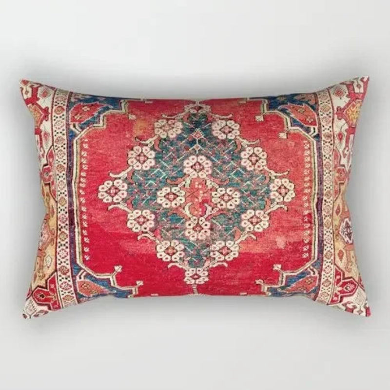 Decorative pillow with intricate pattern on a plain background
