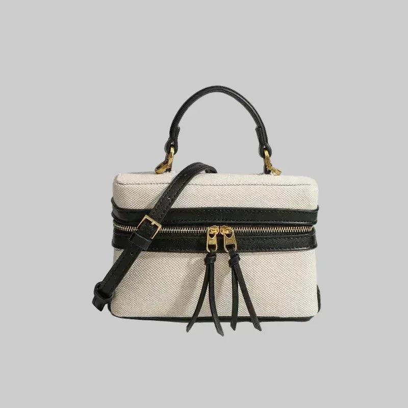EMESA HOME Retro Box Women’s Canvas Handbag – Designer Splicing Shoulder and Crossbody Bag for Spring Summer - EMESA HOME™
