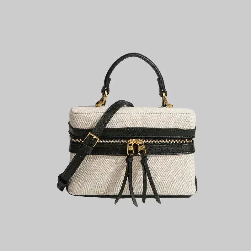 EMESA HOME Retro Box Women’s Canvas Handbag – Designer Splicing Shoulder and Crossbody Bag for Spring Summer - EMESA HOME™