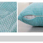 Close-up of a textured blue pillow with a plain background