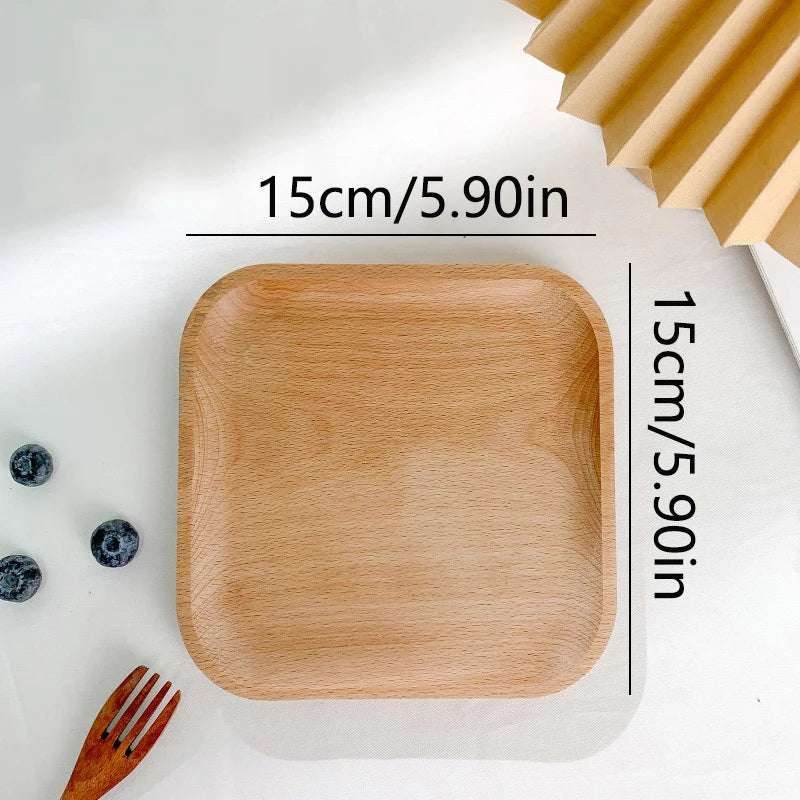 EMESA HOME Wheat Stalk Round Wooden Tray, Japanese-Style Heat-Resistant Dessert Plate for Coffee & Tea - Emesa Home
