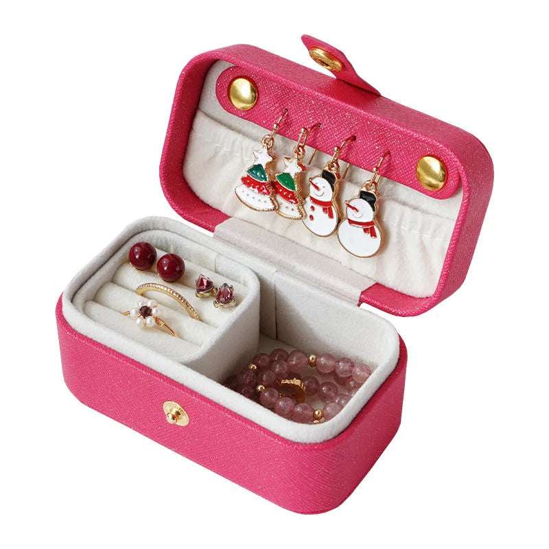 EMESA HOME Exquisite PU Leather Jewelry Box, Ring Necklace Earrings Storage, Minimalist Daily Travel Portable Organizer Box.