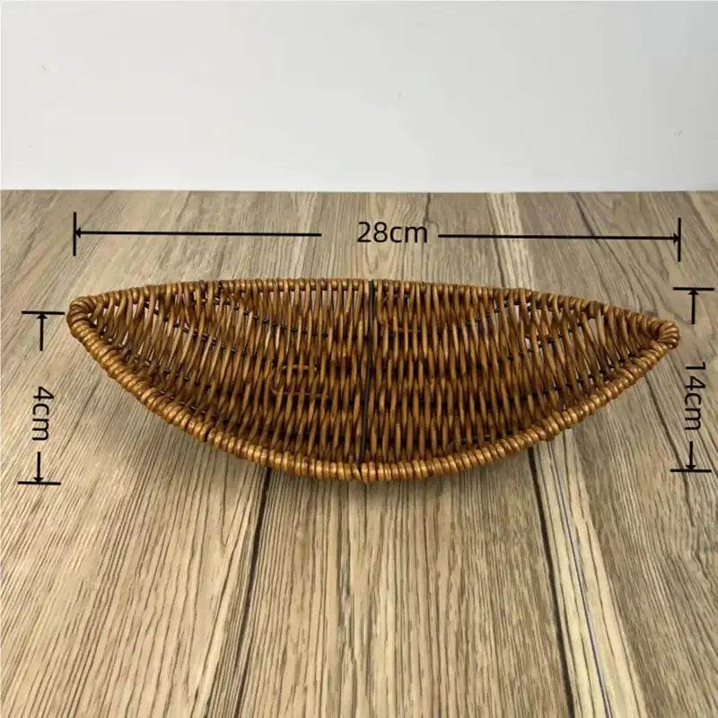 EMESA HOME Woven Rattan Basket – Imitation Rattan Serving Basket for Bread, Fruit, Vegetables, Restaurant Tabletop Display & Home Use S 28x14cm