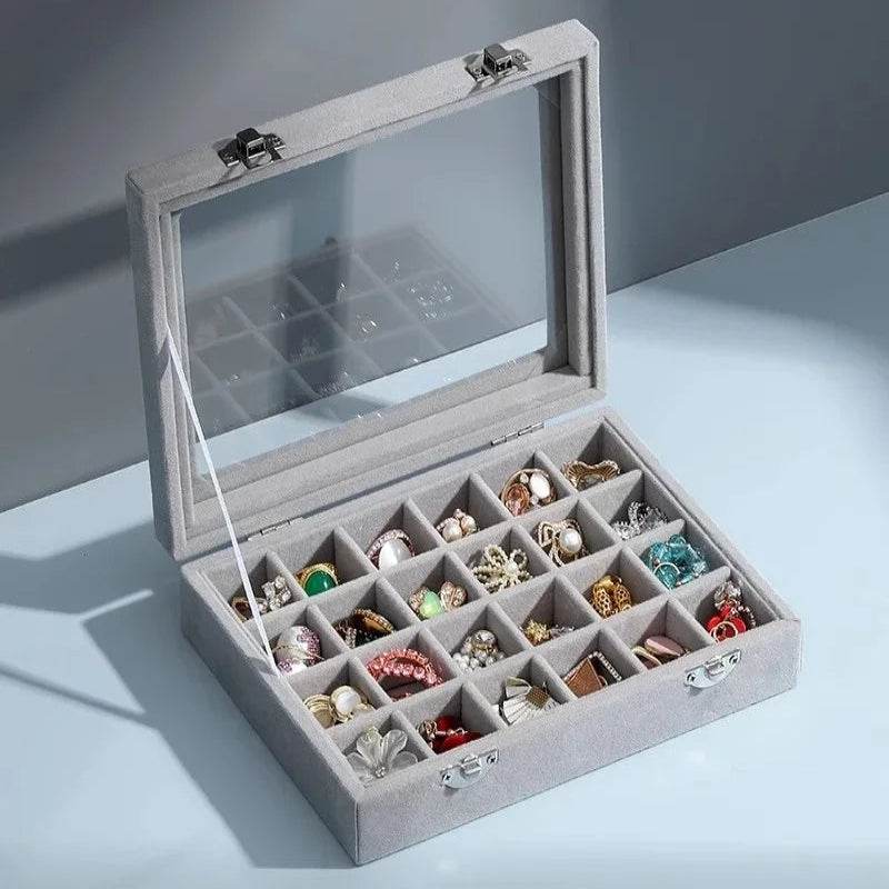 EMESA HOME Premium Velvet Jewelry Box with Large Capacity for Earrings, Rings, Necklaces and Nail Art Decorations, Jewelry Organizer Case - Emesa Home