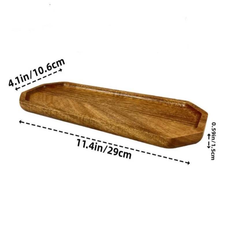 EMESA HOME Japanese Solid Wood Fruit Plate, Multi-Size Wooden Tray, High-Quality Fruit & Snack Serving Tray Long octagonal 6 Inches