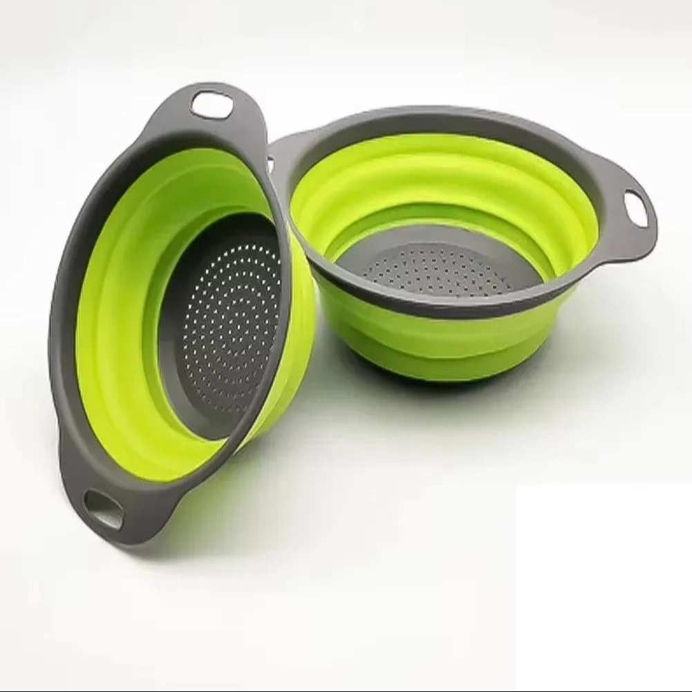 EMESA HOME Silicone Folding Drain Basket - Collapsible Fruit & Vegetable Strainer, Foldable Kitchen Storage Tool