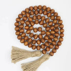 EMESA HOME Rustic Wood Bead Garland with Tassels – Farmhouse Boho Wall Hanging Decor - EMESA HOME™