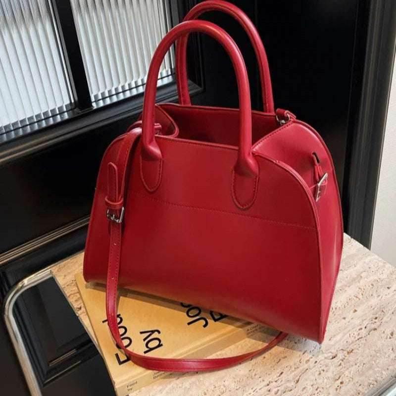 EMESA HOME Red Large Women’s Handbag – Retro Suede Shoulder Tote, Pure Color Shopper Bag, Luxury Designer Style for Daily or Casual Use - EMESA HOME™