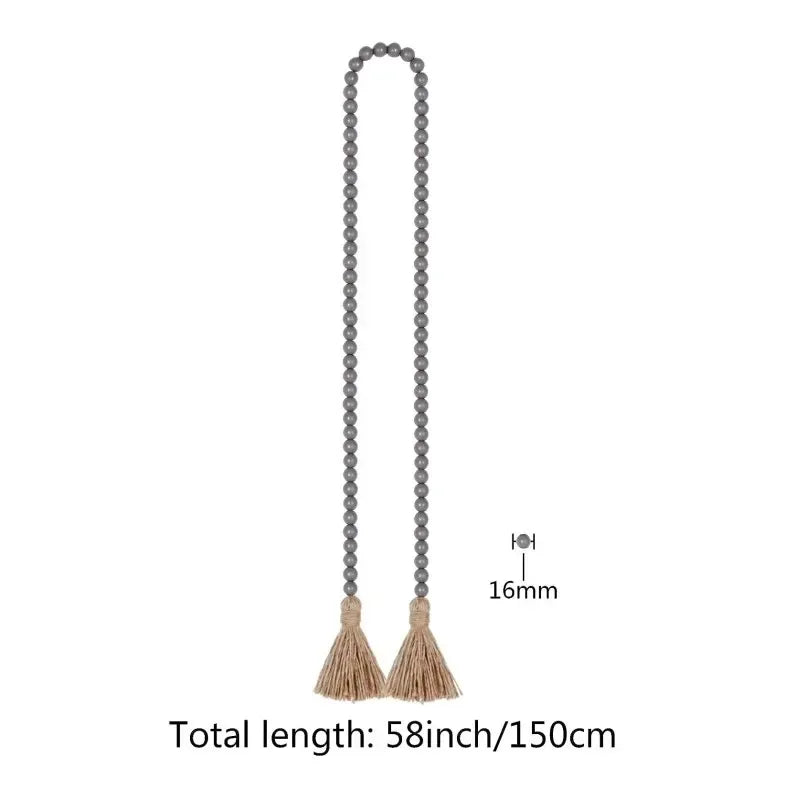 EMESA HOME Rustic Wood Bead Garland with Tassels – Farmhouse Boho Wall Hanging Decor - EMESA HOME™