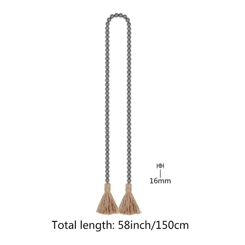 EMESA HOME Rustic Wood Bead Garland with Tassels – Farmhouse Boho Wall Hanging Decor - EMESA HOME™