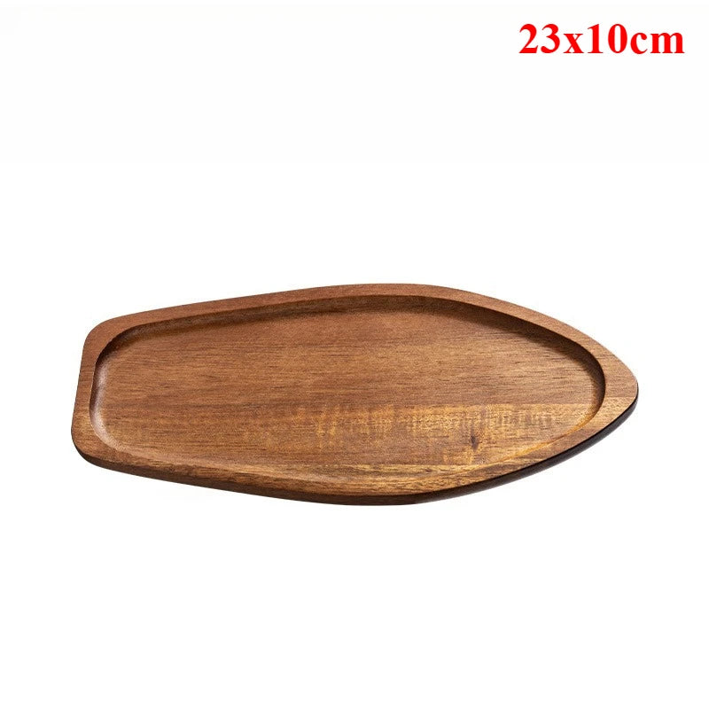 Wooden tray with dimensions 23x10cm on a white background
