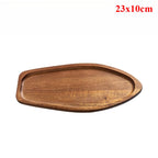 Wooden tray with dimensions 23x10cm on a white background