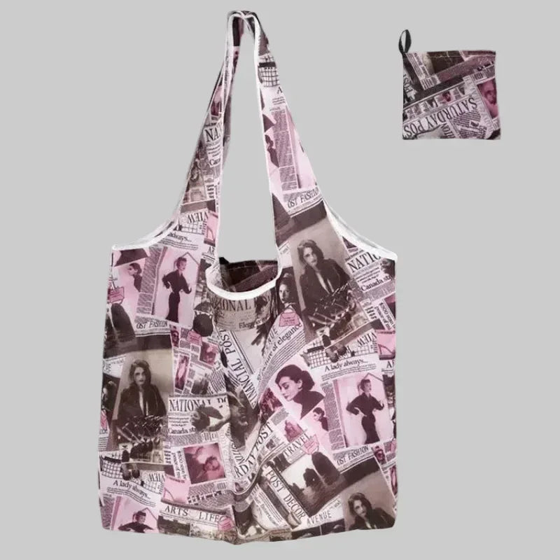 EMESA HOME Foldable Eco-Friendly Shopping Bag – Large Capacity Printed Tote for Travel and Grocery Use - EMESA HOME™