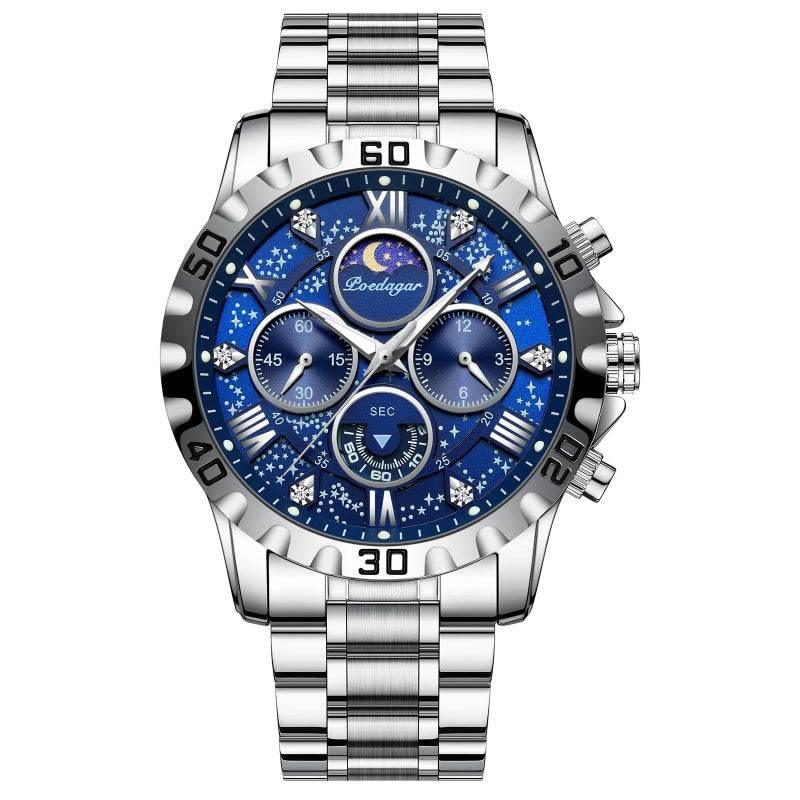 EMESA HOME Luxury Men’s Quartz Watch – Waterproof Stainless Steel Chronograph Sports Wristwatch with Luminous Display - EMESA HOME™