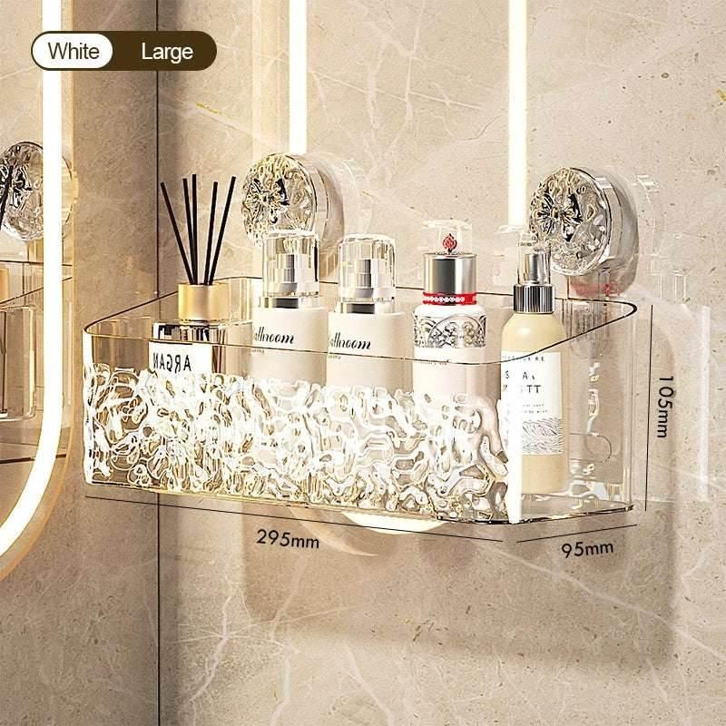 EMESA HOME Wall-Mounted Water Ripple Bathroom Storage Rack, No-Drill Suction Cup Basket - EMESA HOME™