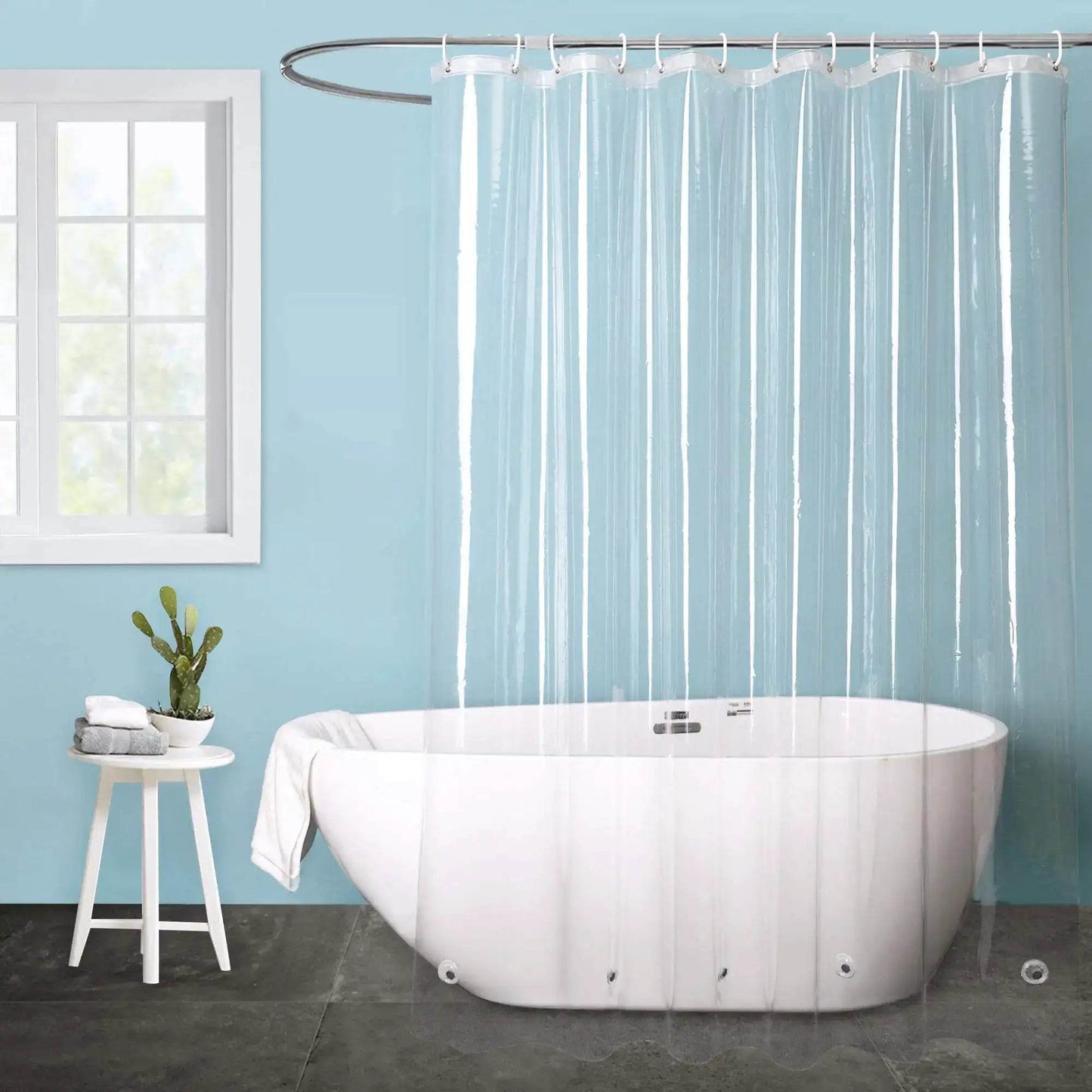 EMESA HOME Clear PEVA Shower Curtain – Waterproof Heavy-Duty Liner with Hooks, Bathroom Partition & Decoration Accessories
