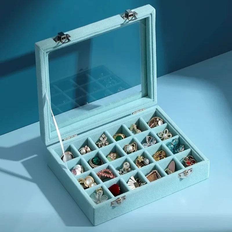 EMESA HOME Premium Velvet Jewelry Box with Large Capacity for Earrings, Rings, Necklaces and Nail Art Decorations, Jewelry Organizer Case - Emesa Home