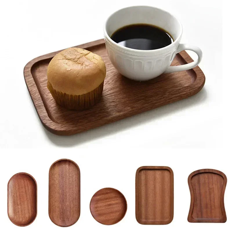 EMESA HOME Solid Wood Round Oval Dessert Plate Tea Tray Decorative Wooden Tableware Snack Plate Dried Fruit Plate Bread Sushi Plate