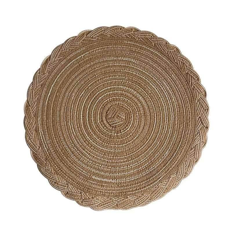 EMESA HOME 4PCS Round Table Mats Woven Placemats Heat Insulation Mat Dining Table Potholder Coaster Party Wedding Home Decoration Props - EMESA HOME™