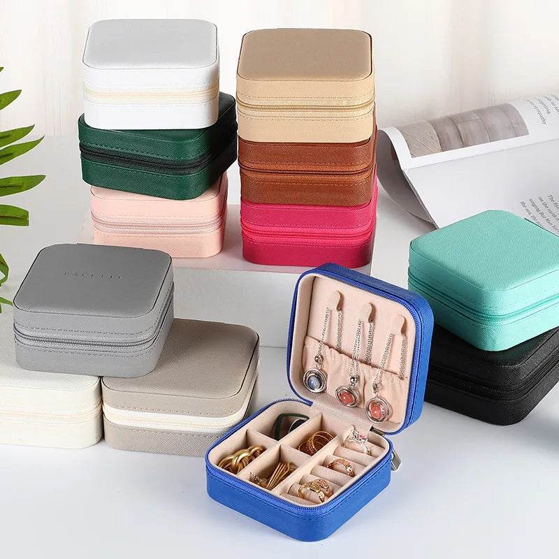 EMESA HOME Mini Jewelry Storage Box Portable Home Travel Earrings Necklace Storage Case for Women Ring Organizer PU Leather Display Case