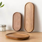 EMESA HOME Japanese-Style Solid Wood Food Tray – Round & Rectangle Dessert Plate, Snack, Fruit, Tea Saucer, Bread Serving Board - EMESA HOME™