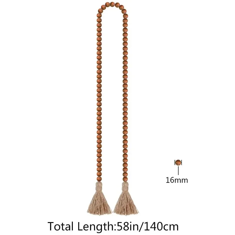 EMESA HOME Rustic Wood Bead Garland with Tassels – Farmhouse Boho Wall Hanging Decor - EMESA HOME™