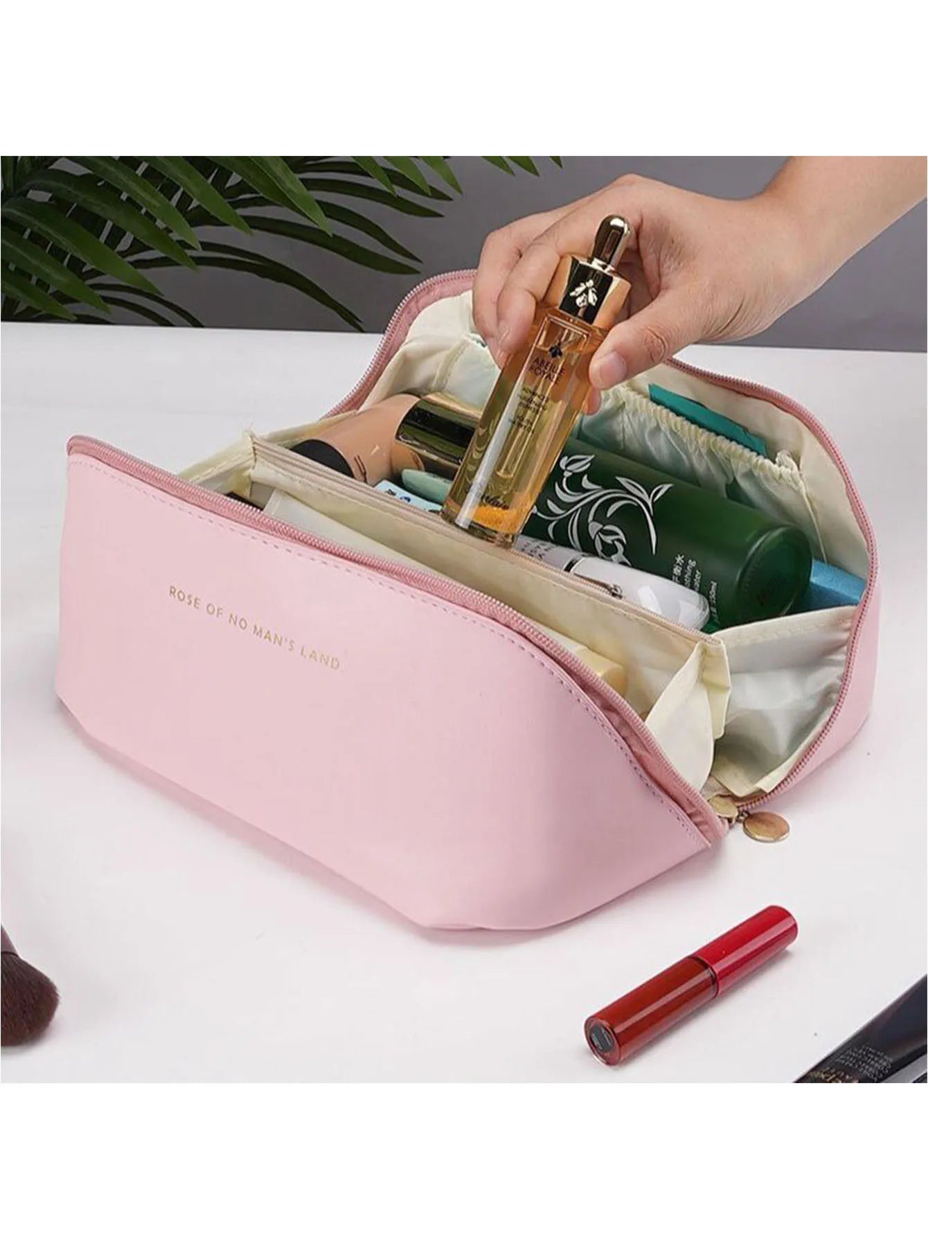 EMESA HOME Women’s Large Travel Cosmetic Bag – Leather Makeup Organizer, Luxury Toiletry Storage Case & Makeup Pouch - Emesa Home