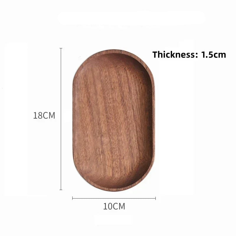 EMESA HOME Solid Wood Round Oval Dessert Plate Tea Tray Decorative Wooden Tableware Snack Plate Dried Fruit Plate Bread Sushi Plate