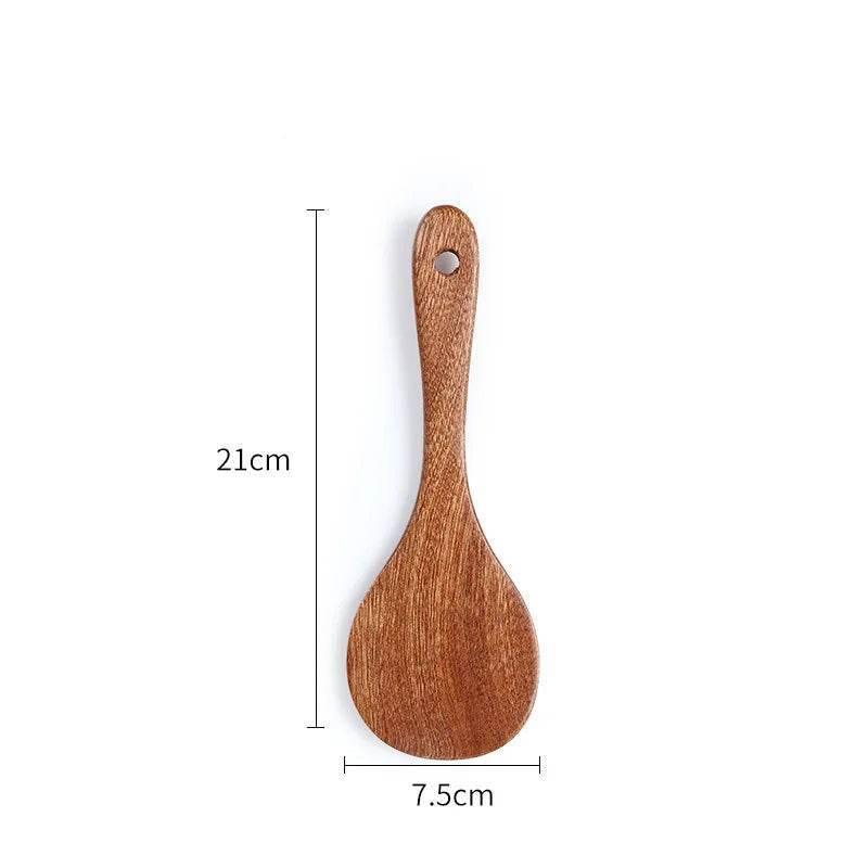 EMESA HOME Wooden Spatula Spoon Frying Solid Wood High Temperature Resistant Soup Spoon No Paint No Wax Natural Material - EMESA HOME™