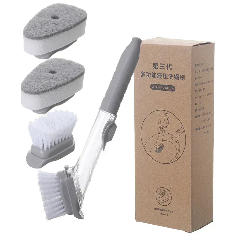 EMESA HOME 2-in-1 Kitchen Cleaning Brush: Long Handle with Removable Sponge Dispenser, Ideal for Dishwashing and Kitchen Cleaning.. - EMESA HOME™