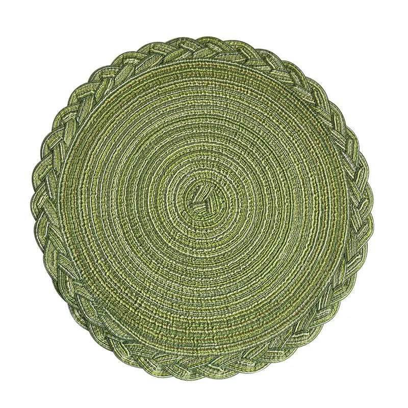 EMESA HOME 4PCS Round Table Mats Woven Placemats Heat Insulation Mat Dining Table Potholder Coaster Party Wedding Home Decoration Props 4pcs green