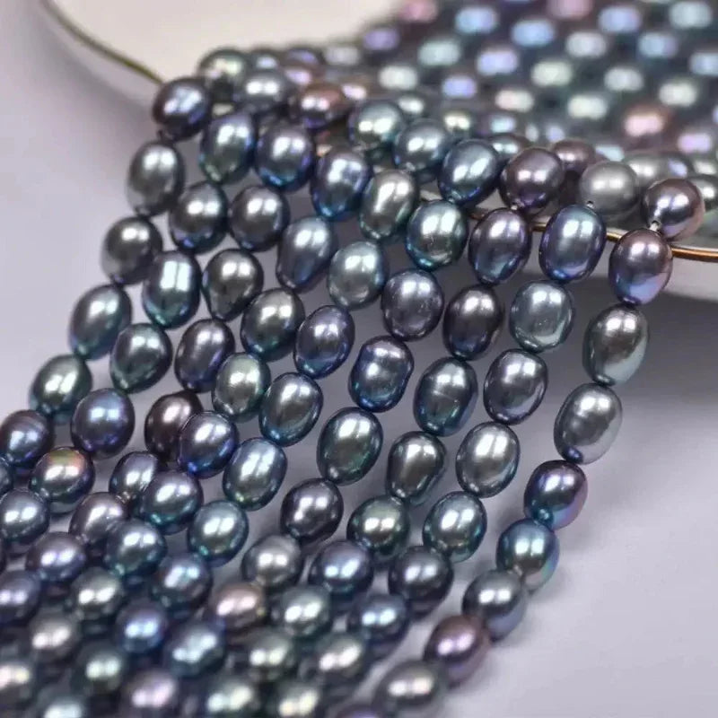 EMESA HOME 8–9mm AAA Purple Rice-Shaped Freshwater Pearls – High Quality Natural Beads for Jewelry Making, DIY Necklace & Accessories - EMESA HOME™