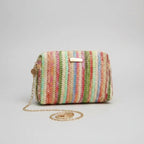 EMESA HOME Rattan Straw Chain Crossbody Bag – Women’s Summer Beach Flap Handbag & Small Travel Purse