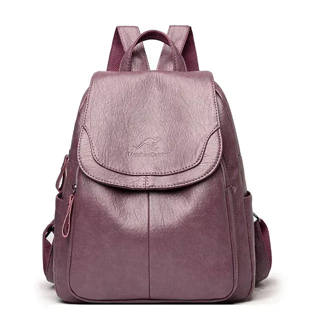 EMESA HOME Vintage PU Leather Backpack for Women – Large Capacity Travel, School, and Daily Use Bag - EMESA HOME™
