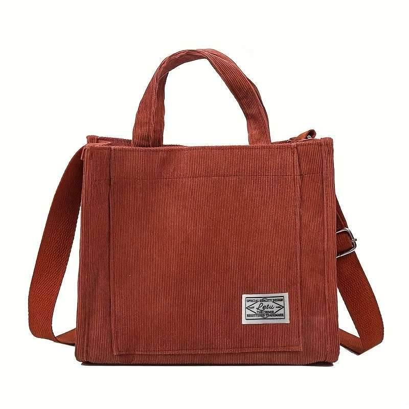 EMESA HOME Vintage Corduroy Tote Bag, Retro Crossbody Messenger Handbag & Shoulder Purse for Women - EMESA HOME™