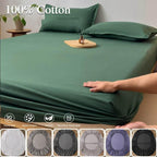 EMESA HOME Cotton Fitted Sheet – Solid Color, Non-Slip Mattress Cover with Elastic Band for Double, Queen, and King Size Beds - EMESA HOME™